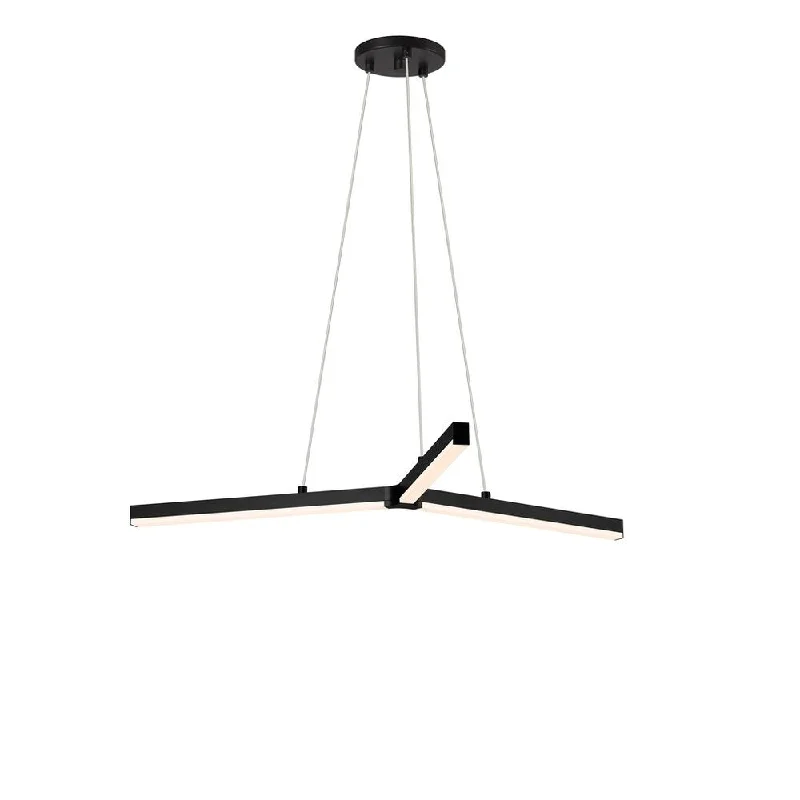 Sonneman Lighting Y LED Satin Black Pendant, Frosted Shade