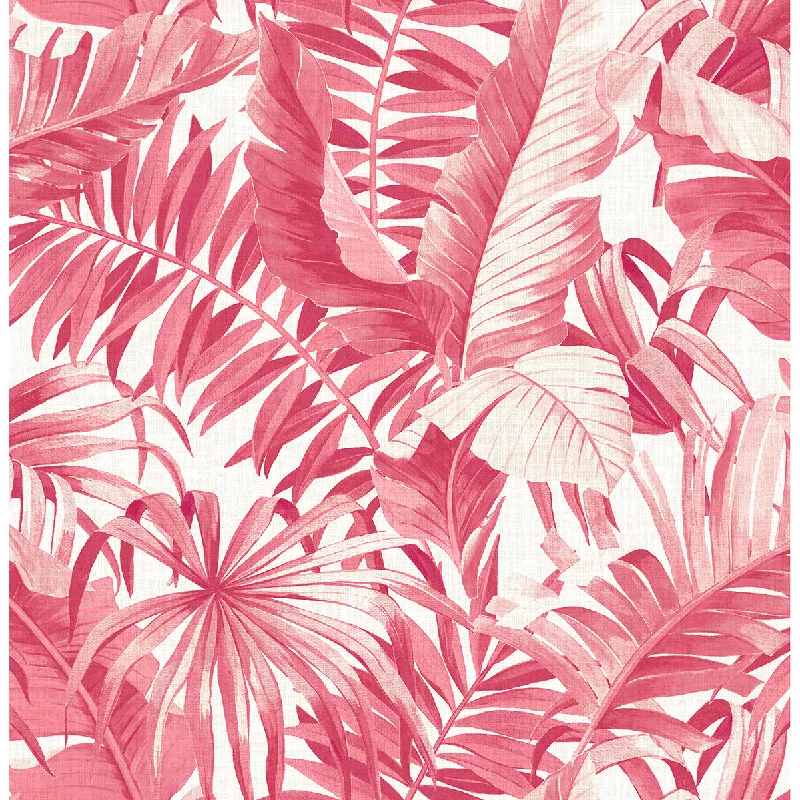 Alfresco Tropical Palm Wallpaper in Pink from the Pacifica Collection