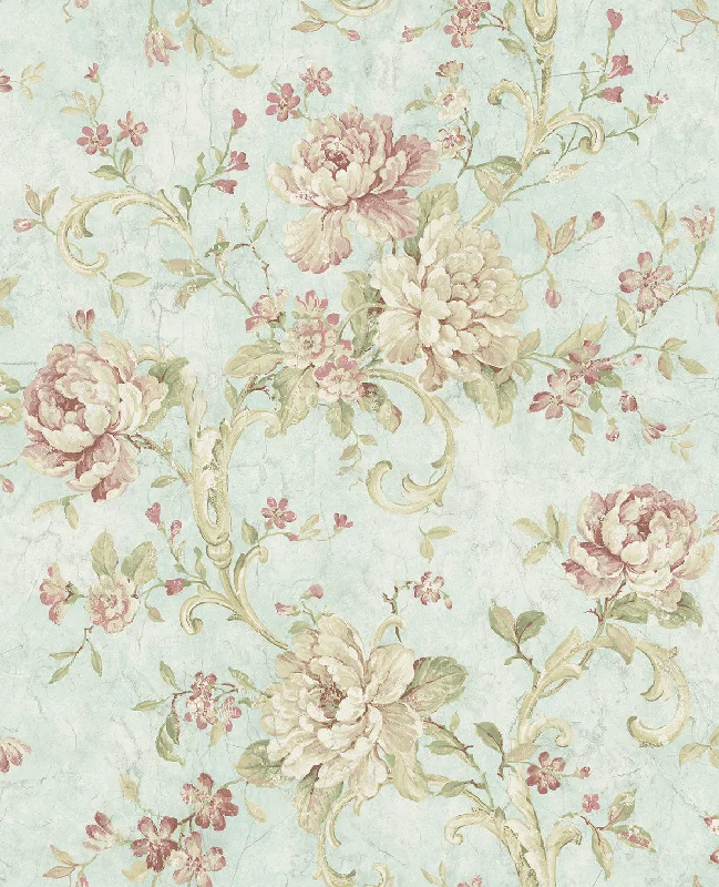 Antiqued Rose Wallpaper in Morning Rose from the Vintage Home 2 Collection