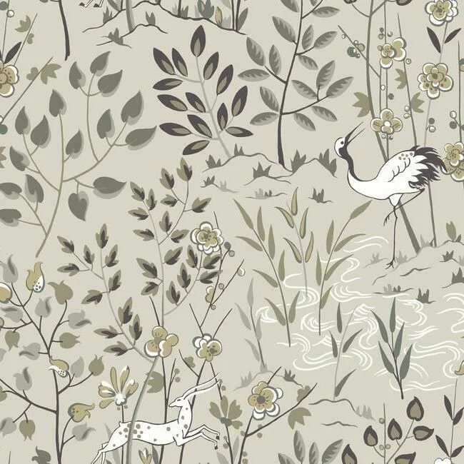 Aspen Wallpaper in Off-White from the Traveler Collection by Ronald Redding