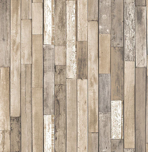 Barn Board Brown Thin Plank Wallpaper from the Essentials Collection