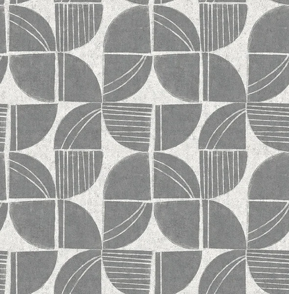 Baxter Charcoal Semicircle Mosaic Wallpaper