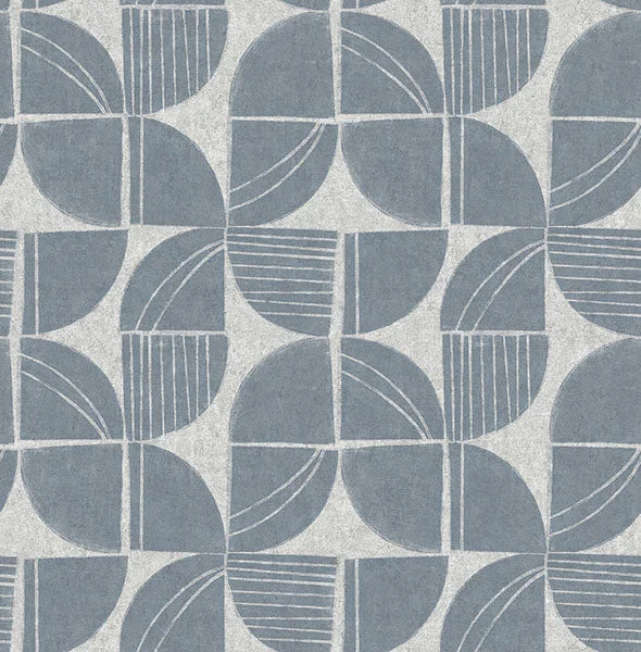 Baxter Denim Semicircle Mosaic Wallpaper