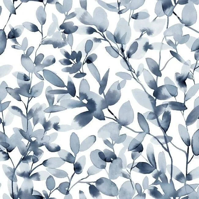 Botany Vines Peel & Stick Wallpaper in Blue by York Wallcoverings