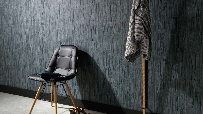 Brooke Faux Bark Wallpaper in Blue and Grey design by BD Wall