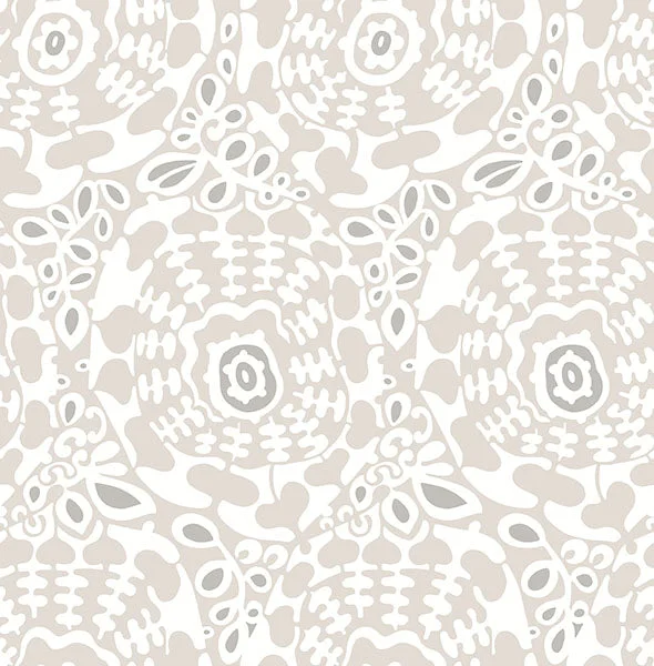 Divine Grey Abstract Medallion Wallpaper