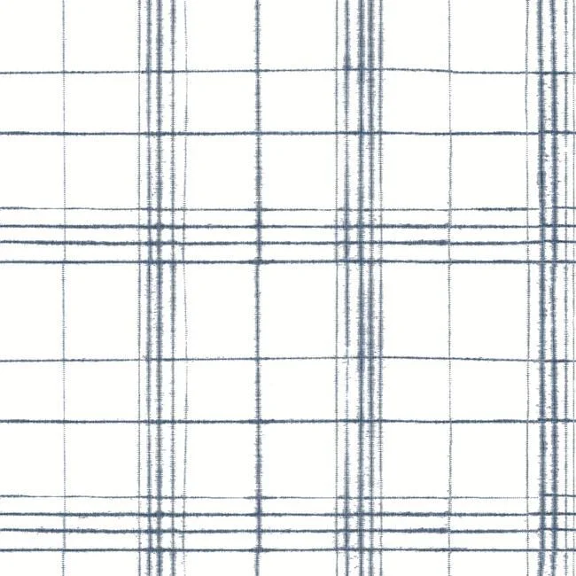 Farmhouse Plaid Wallpaper in Navy and White from the Simply Farmhouse Collection