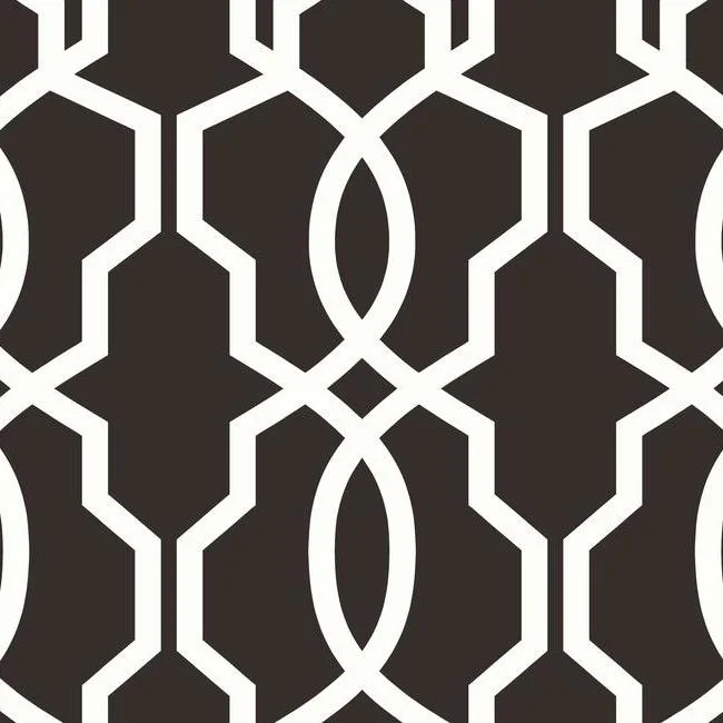 Hourglass Trellis Wallpaper in White and Black from the Geometric Resource Collection