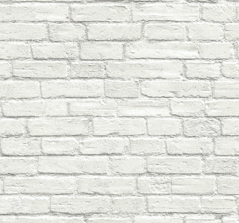 Industrial Faux Brick Prepasted Wallpaper in Off-White