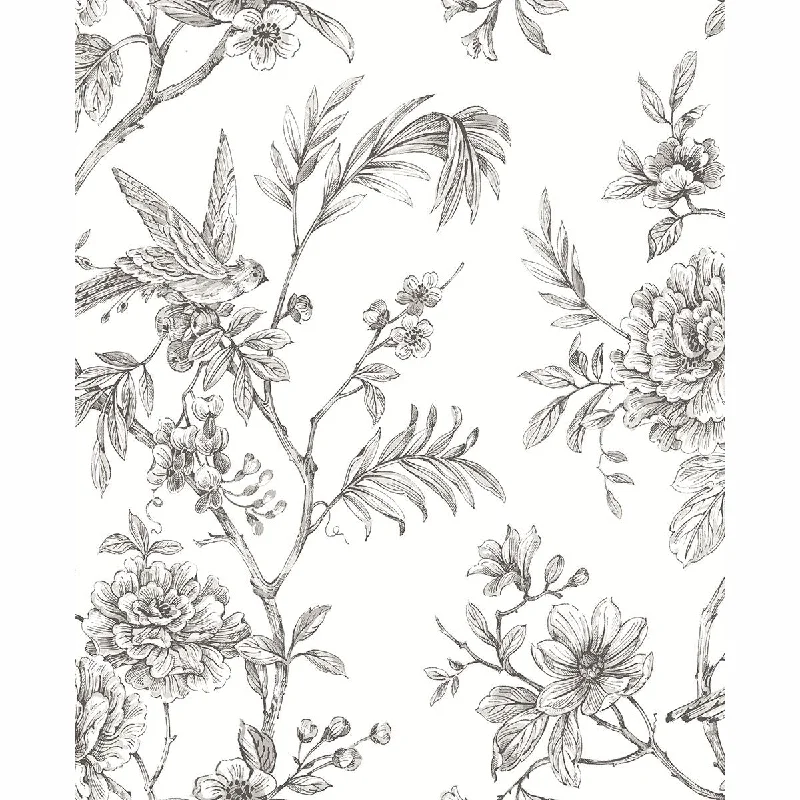 Jessamine Floral Trail Wallpaper in Grey from the Moonlight Collection