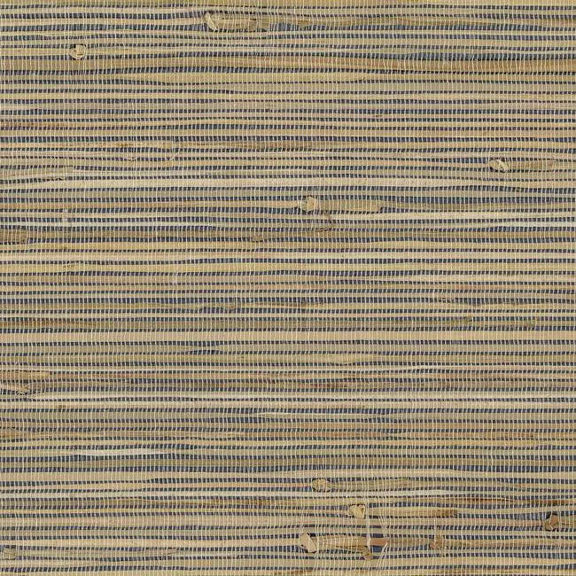 Knotted Grass Wallpaper in Browns and Deep Blue from the Grasscloth II Collection