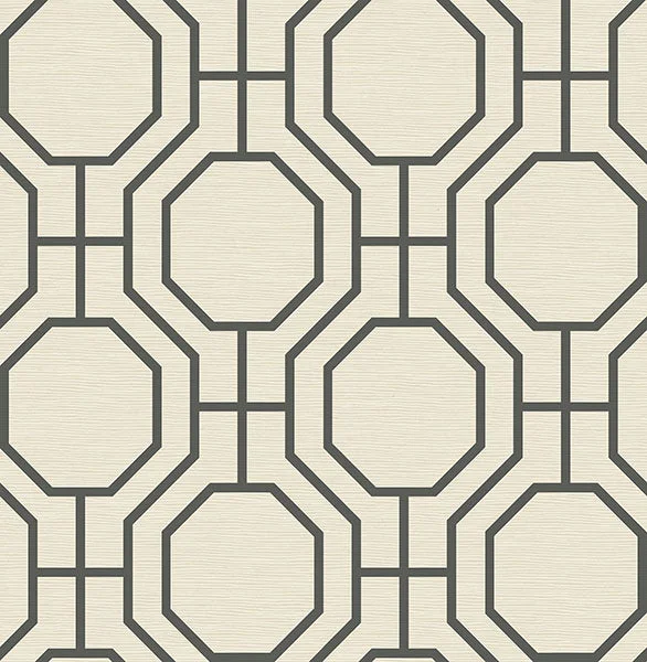 Manor Black Geometric Trellis Wallpaper