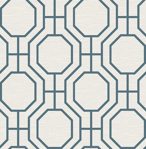 Manor Blue Geometric Trellis Wallpaper