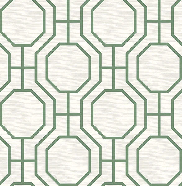 Manor Green Geometric Trellis Wallpaper