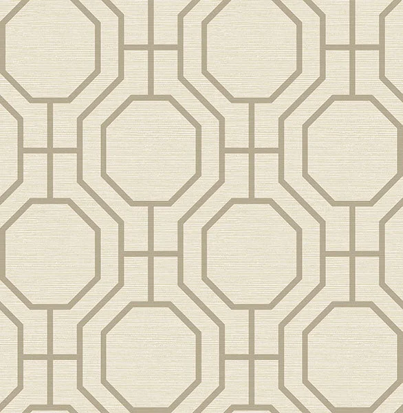 Manor Taupe Geometric Trellis Wallpaper