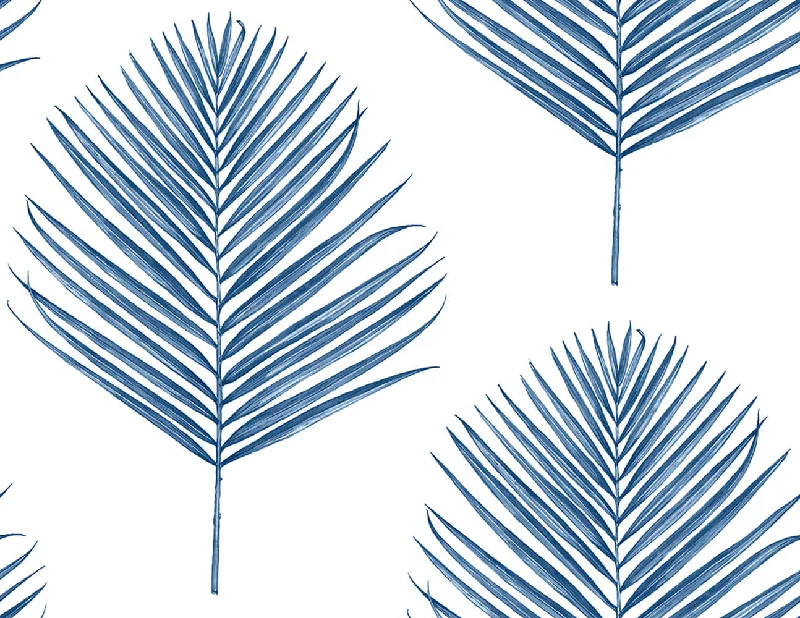 Maui Palm Peel & Stick Wallpaper in Coastal Blue from the Luxe Haven Collection