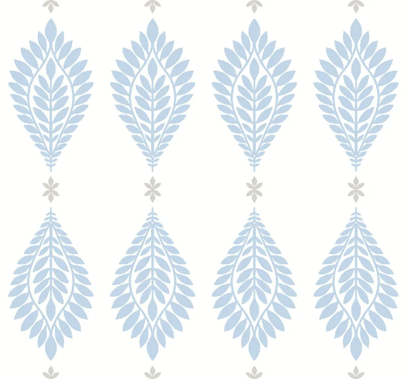 Mirasol Palm Frond Wallpaper in Carolina Blue and Eggshell from the Luxe Retreat Collection