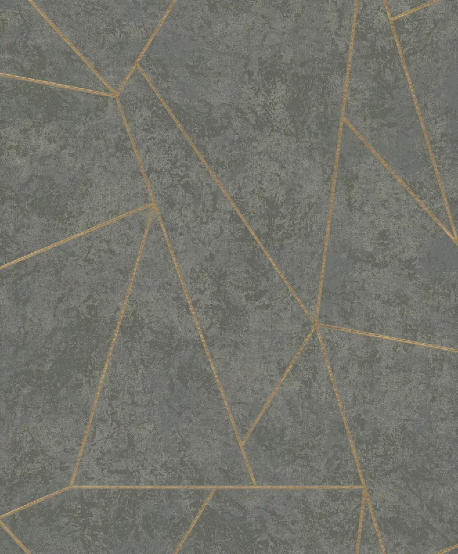 Nazca Wallpaper in Dark Grey/Gold from the Modern Metals Second Edition