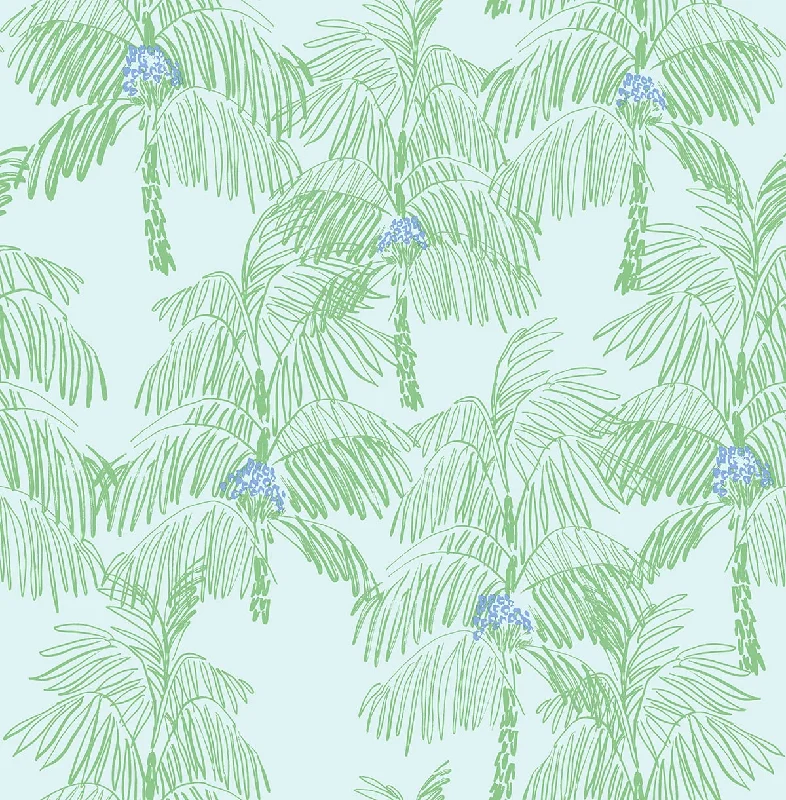 Palm Beach Peel-and-Stick Wallpaper in Baby Blue and Seafoam