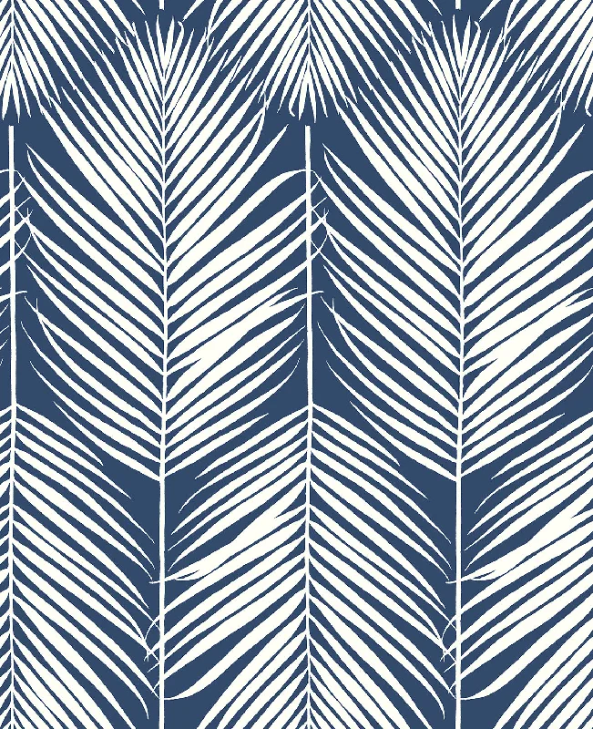 Palm Silhouette Peel-and-Stick Wallpaper in Coastal Blue