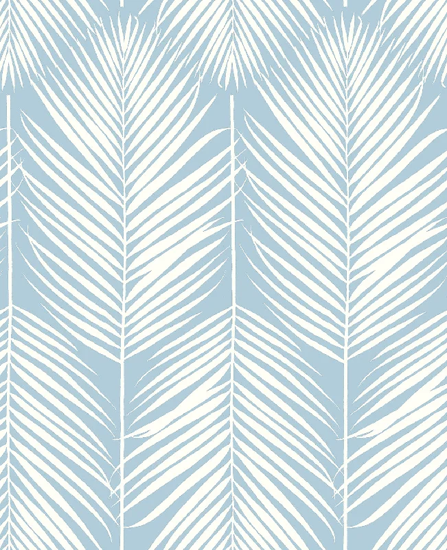 Palm Silhouette Peel-and-Stick Wallpaper in Hampton Blue