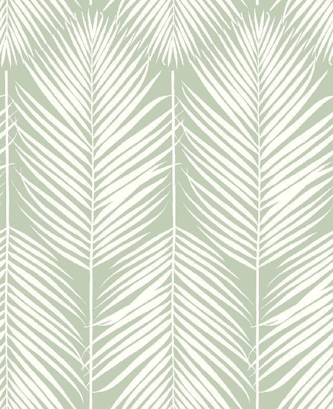 Palm Silhouette Peel-and-Stick Wallpaper in Pastel Green