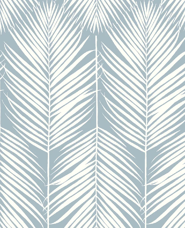 Palm Silhouette Prepasted Wallpaper in Light Blue