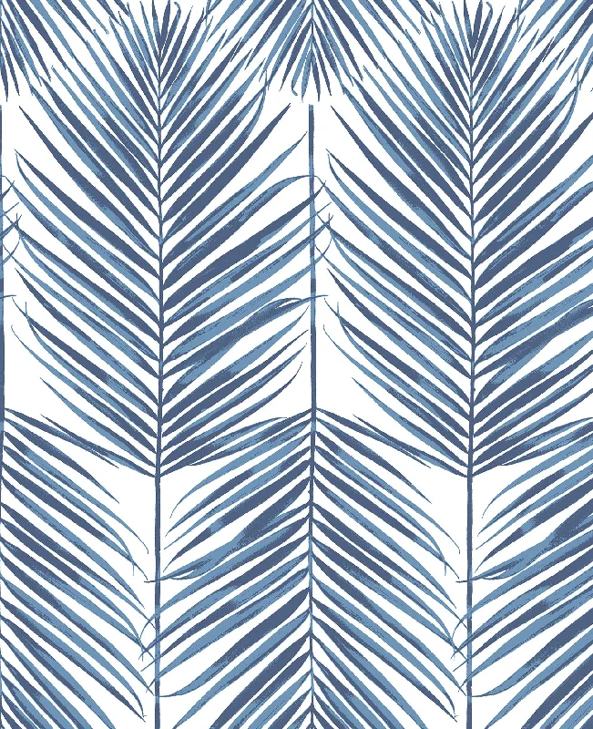 Paradise Palm Prepasted Wallpaper in Coastal Blue