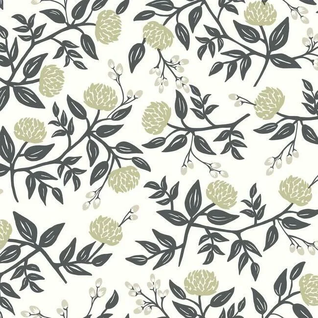 Peonies Wallpaper in White and Black from the Rifle Paper Co. Collection