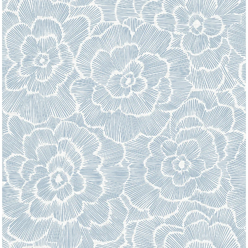 Periwinkle Textured Floral Wallpaper in Blue from the Pacifica Collection