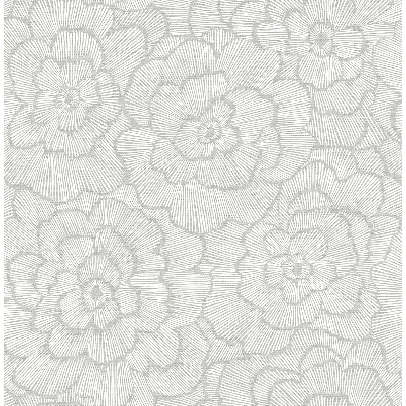 Periwinkle Textured Floral Wallpaper in Light Grey from the Pacifica Collection