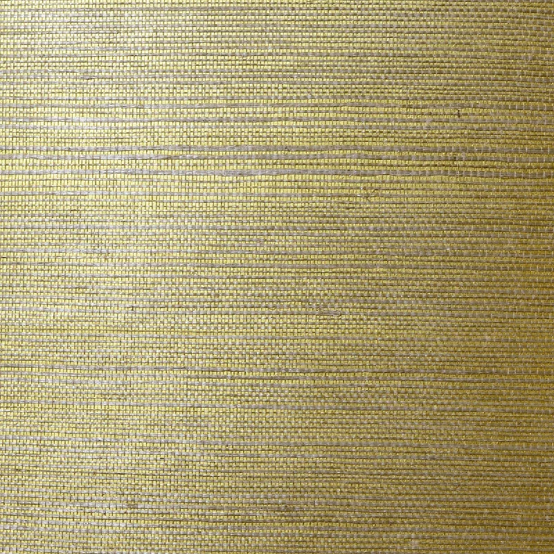 Sisal Grasscloth Wallpaper in Metallic Gold and Aloe from the Luxe Retreat Collection