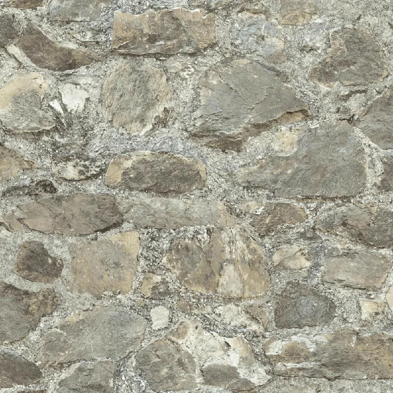 Stone Peel & Stick Wallpaper in Grey and Almond