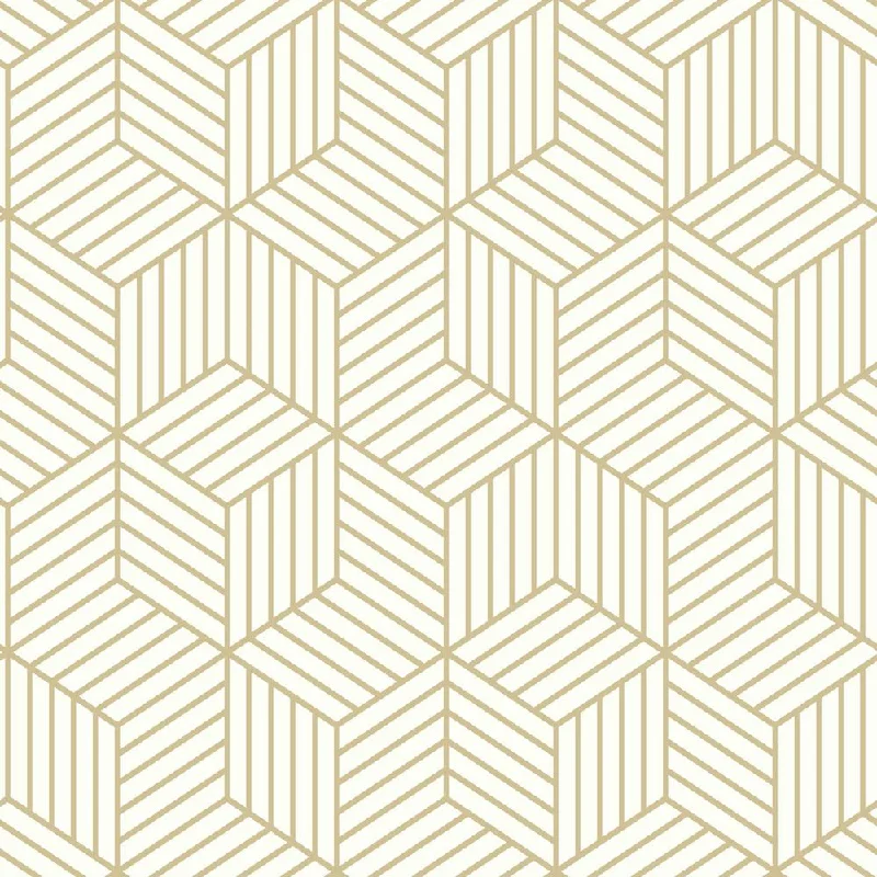 Stripped Hexagon Peel & Stick Wallpaper in White and Gold