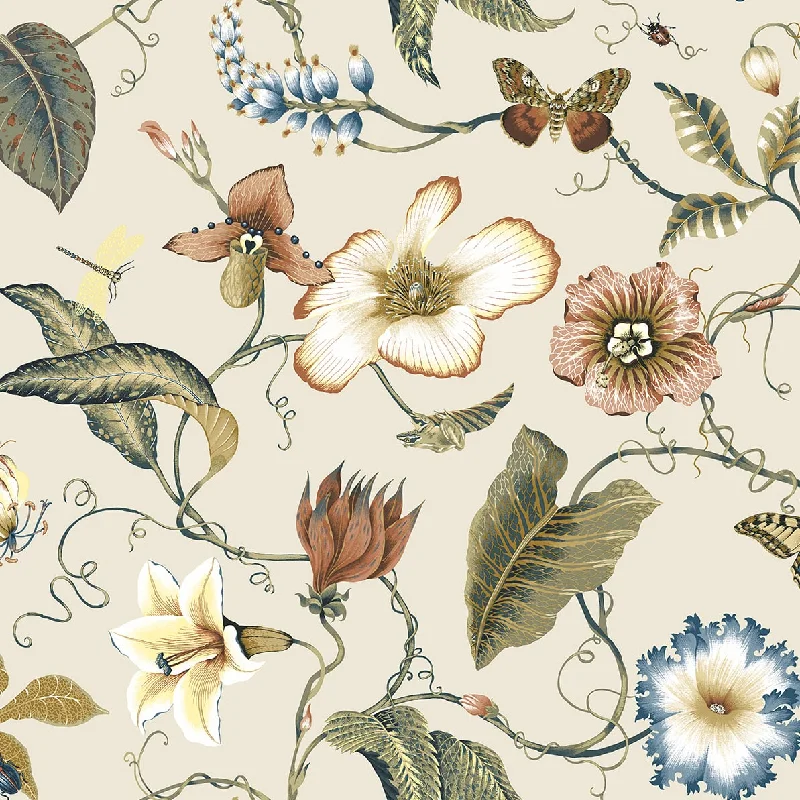 Summer Garden Floral Alabaster Peel-and-Stick Wallpaper