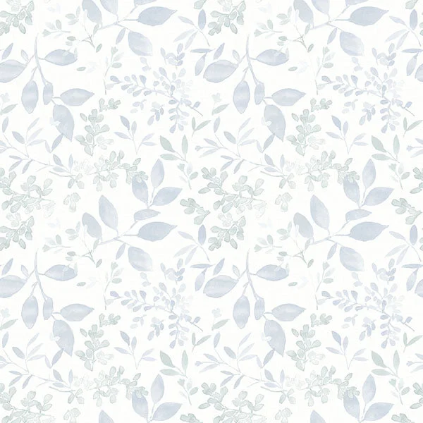 Tinker Light Blue Woodland Botanical Wallpaper from the Flora & Fauna Collection