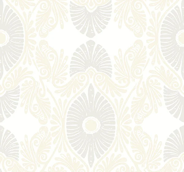 Villa Bone Embellished Ogee Wallpaper