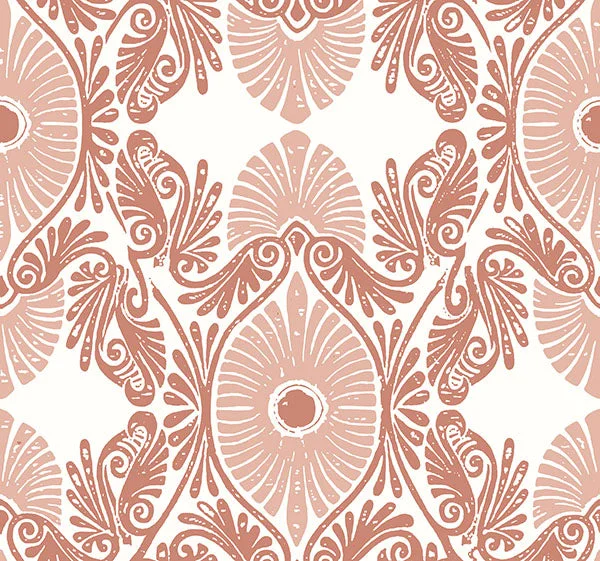 Villa Rasberry Embellished Ogee Wallpaper