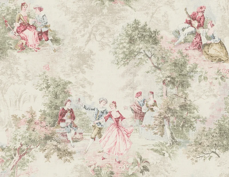 Vintage Toile Wallpaper in Vintage Pink from the Vintage Home 2 Collection