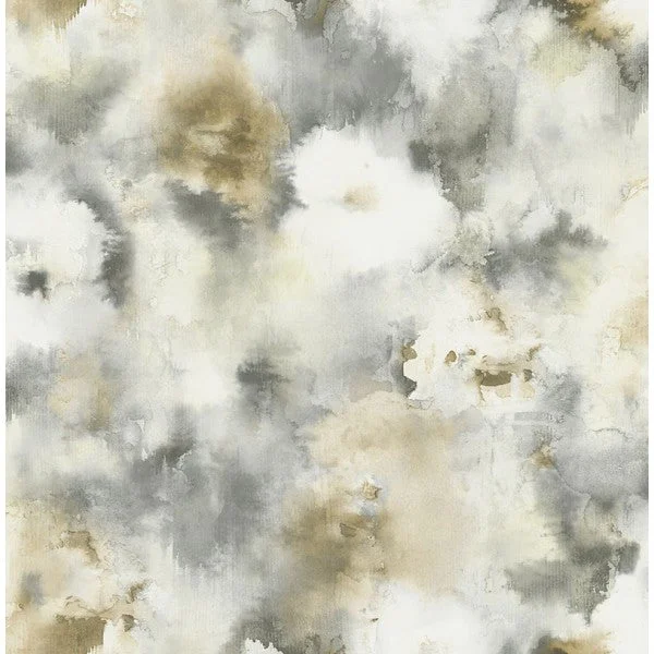 Watercolor Flowers Wallpaper in Browns and Greys from the L'Atelier de Paris Collection