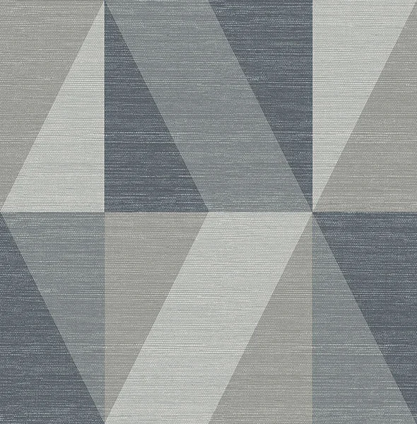 Winslow Slate Geometric Faux Grasscloth Wallpaper