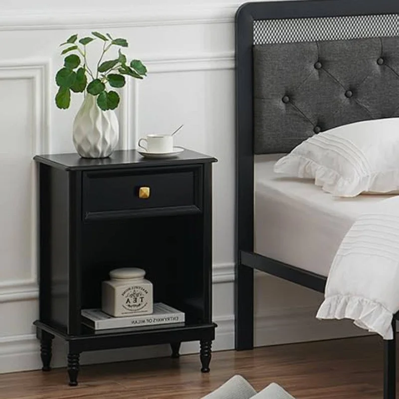 2pcs Nightstand, End Table with Drawer and Shelf