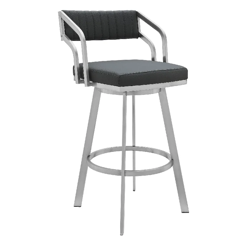 40" Swivel Low Back Bar Height Bar Chair - Gray / Silver