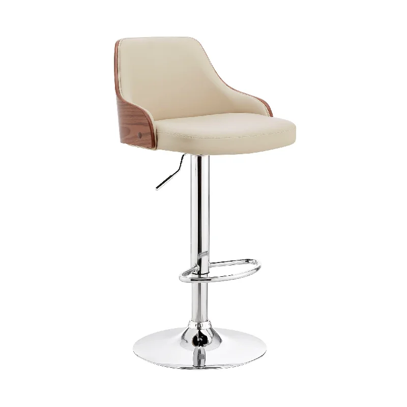 41" Swivel Adjustable Height Bar Chair - Cream / Silver