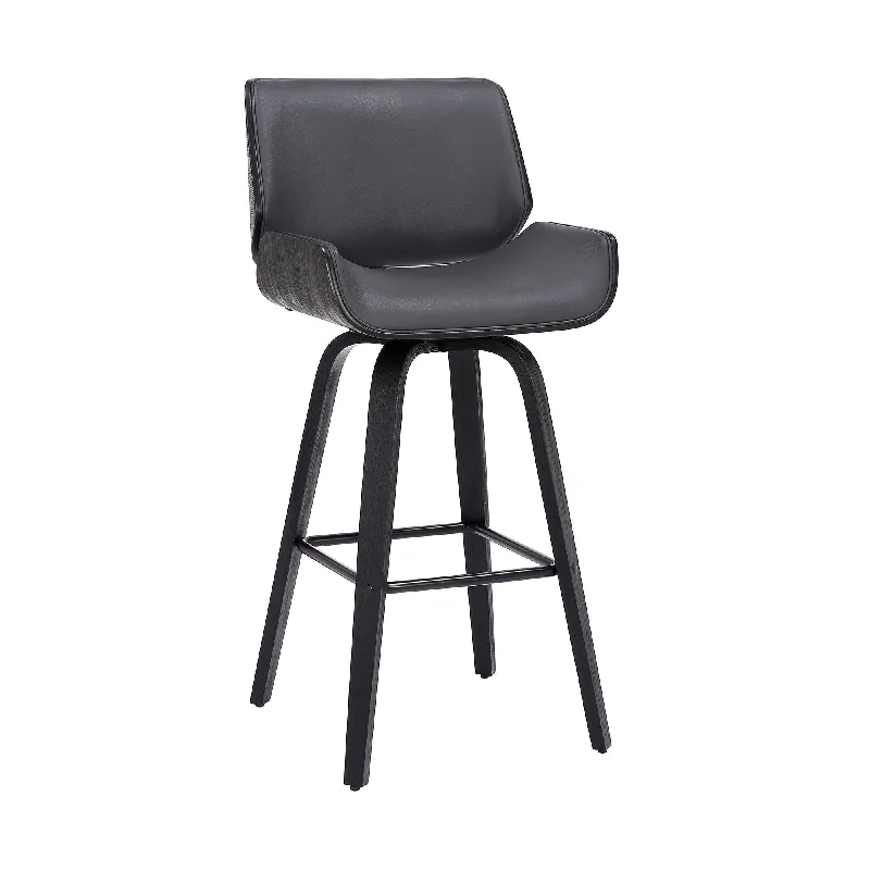 42" Faux Leather Swivel Bar Height Bar Chair - Gray / Black