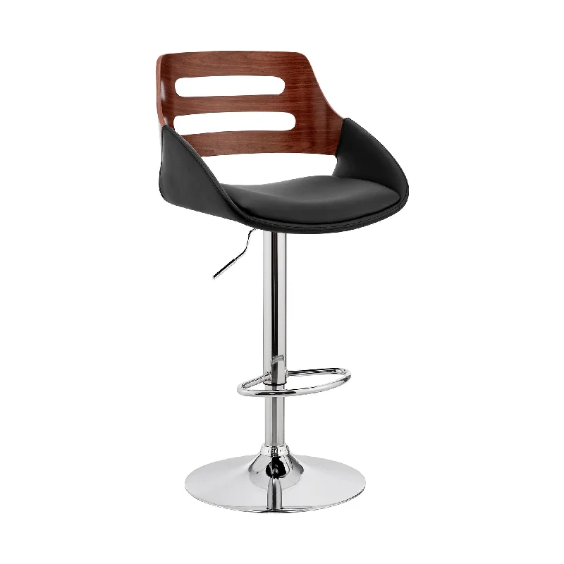 43" Swivel Low Back Adjustable Height Bar Chair - Black / Silver