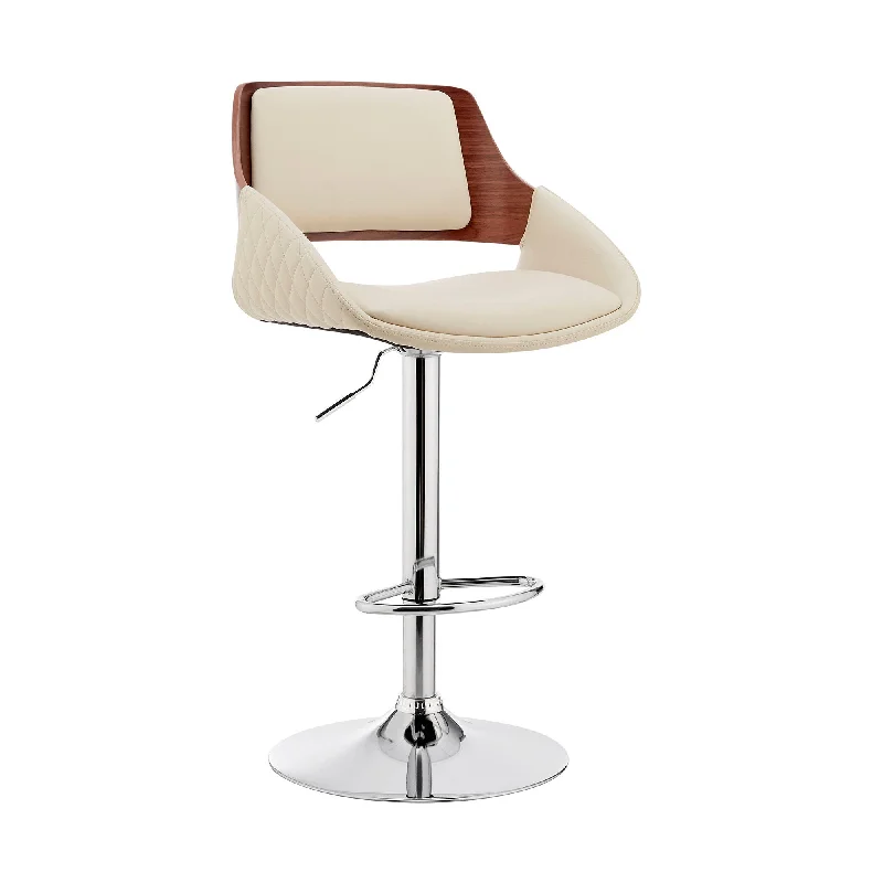 43" Swivel Low Back Adjustable Height Bar Chair - Cream