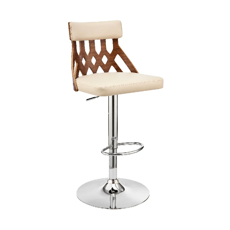 45" Swivel Adjustable Height Bar Chair - Cream / Silver