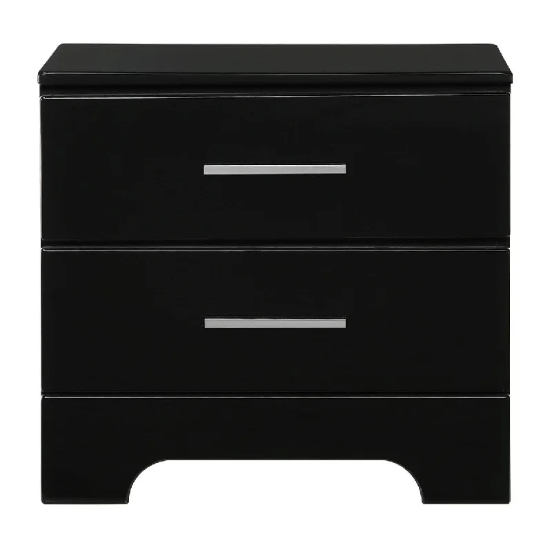 Contemporary 2Drawer Nightstand End Table Black Finish Elegant Look