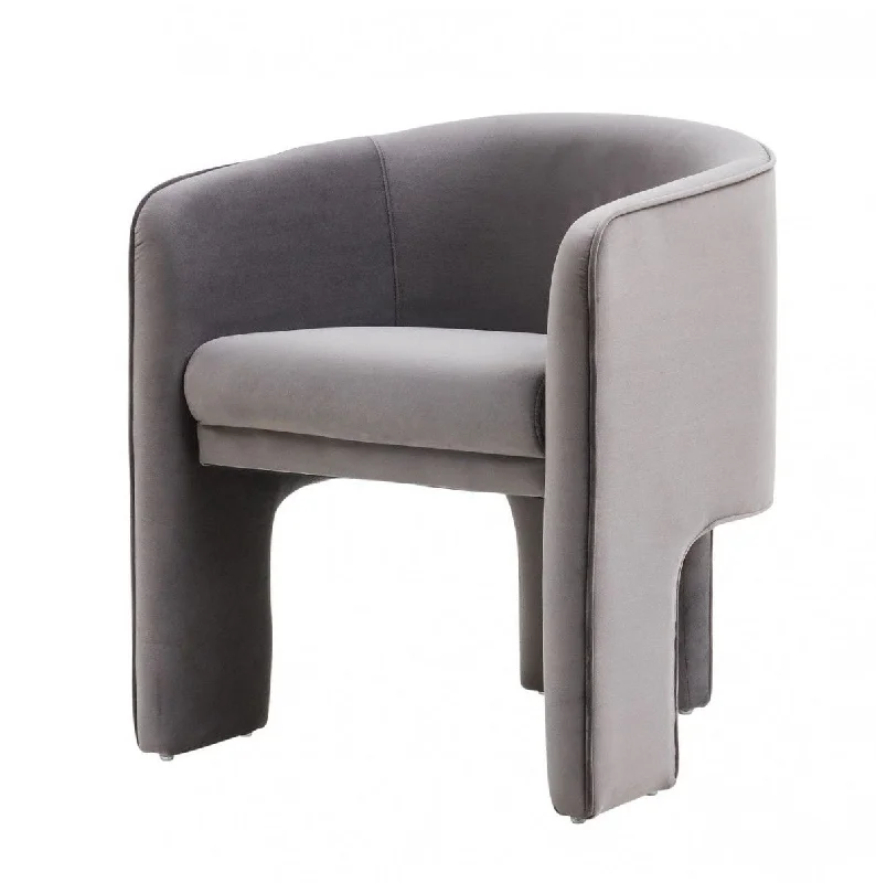 Contemporary Velvet Three Legged Chair - Dark Gray